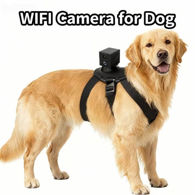 Dog wearing the PetView camera harness